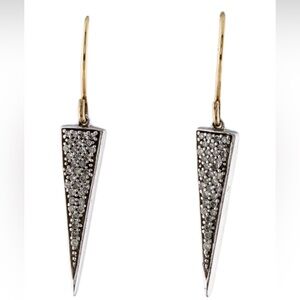 Adina Reyter Diamond Triangle Drop Earrings - 14K Gold & Silver Earrings + Pouch